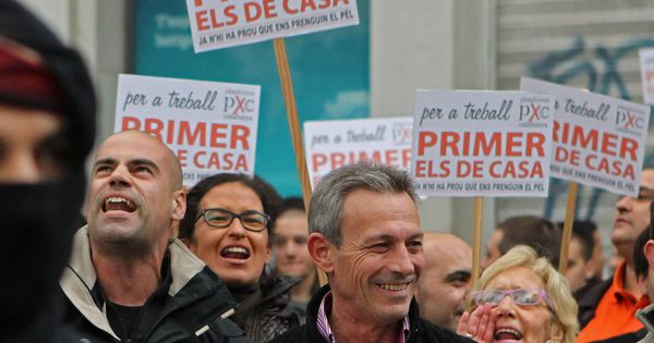 Foto: Josep Anglada en una concentración de Plataforma por Cataluña en 2012, época de su apogeo. (EFE)
