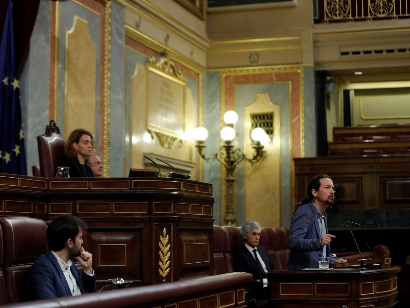 Pablo Iglesias, en la tribuna del Consejo de los Diputados. (EFE)