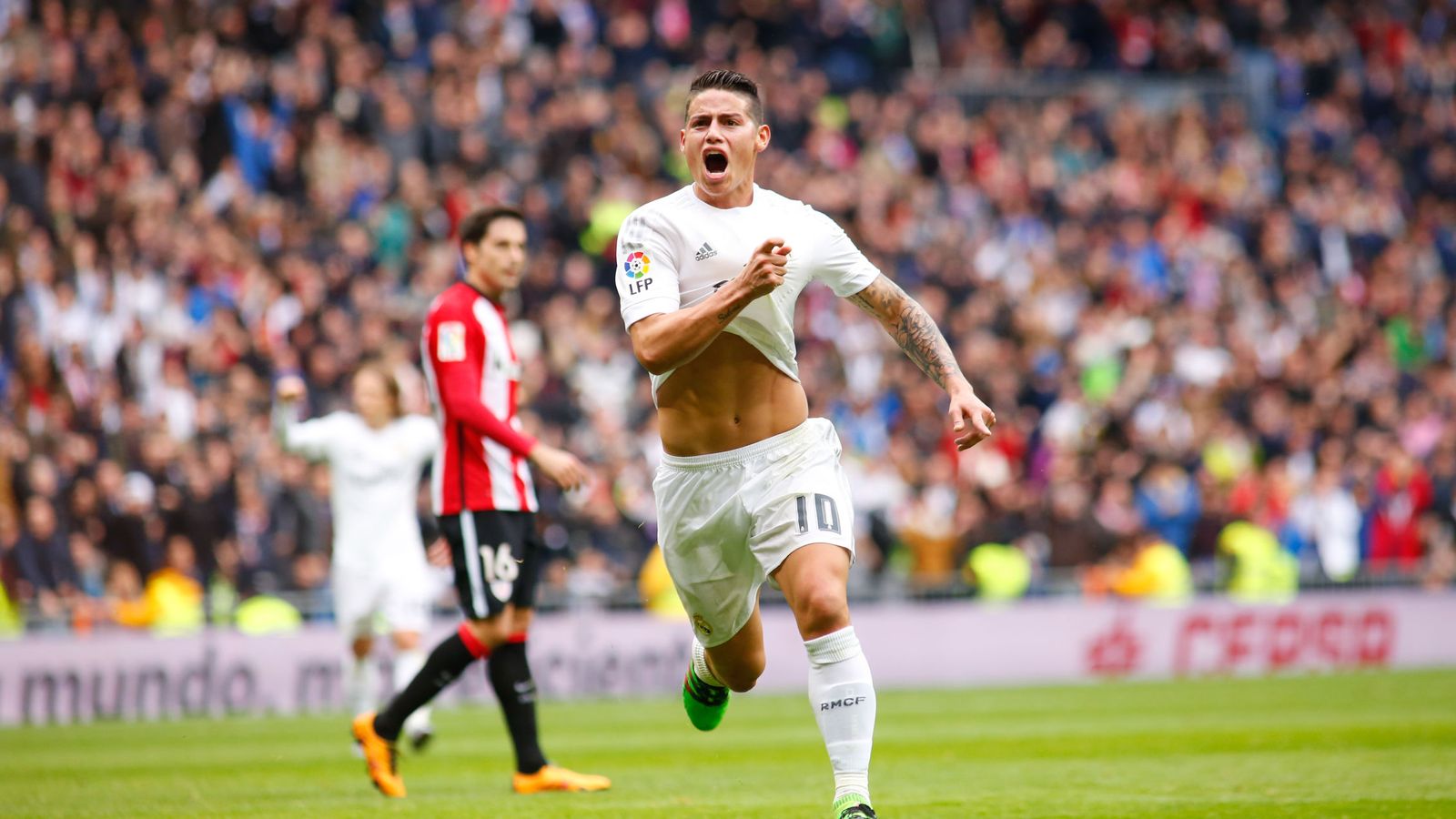 Foto: James Rodríguez celebra su gol ante el Athletic (Cordon Press).