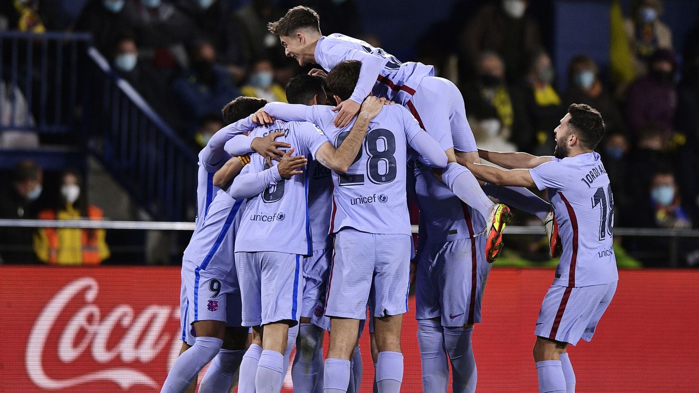 Así celebraron el gol los azulgranas. (Reuters/Pablo Morano)