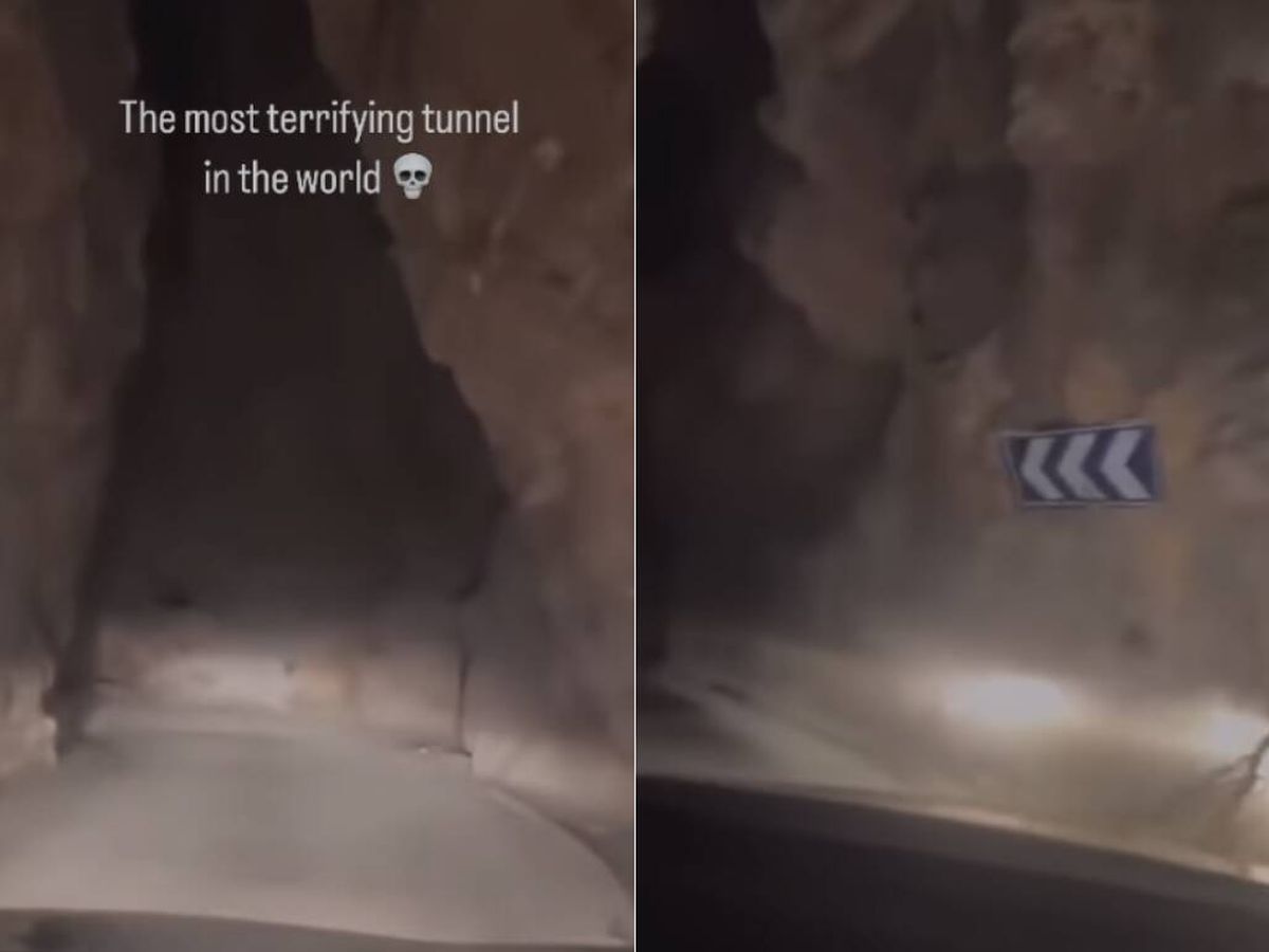 Foto: Un turista que viaja en coche por España enseña el túnel que más miedo da: está dentro de una cueva (Instagram/@getthedriversapp y @european_vintage_cars)