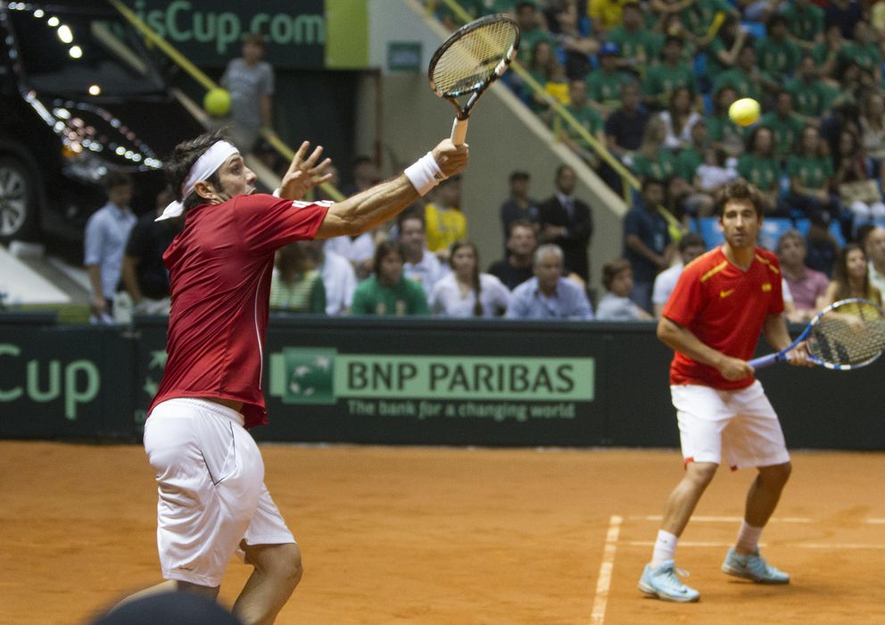 Foto: David Marrero y Marc López perdieron su partido de dobles en Brasil (EFE)