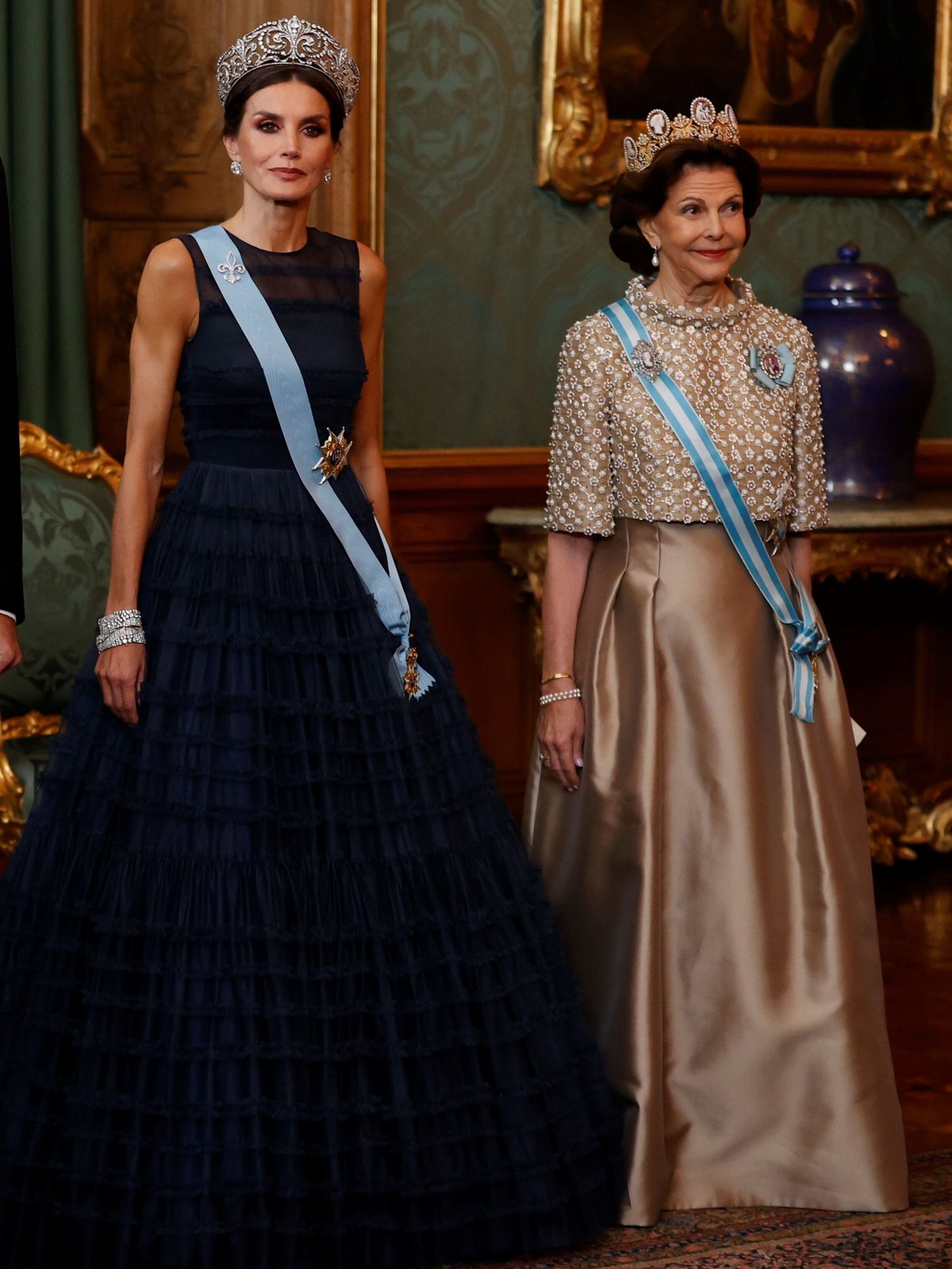 Doña Letizia, en Suecia con el vestido de H&M Concious. (EFE/Juanjo Martín)