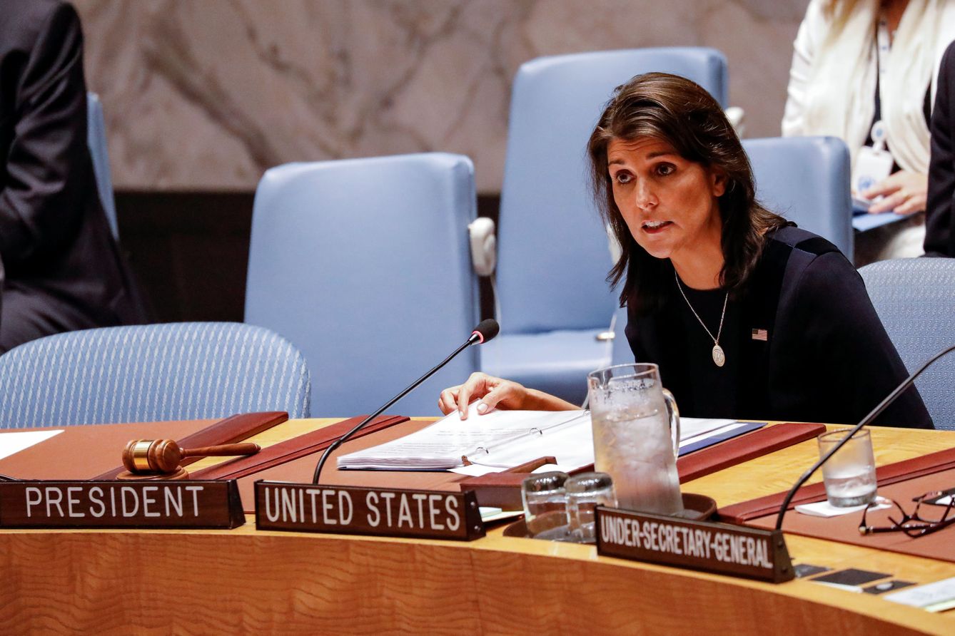 Nikki Haley habla durante un encuentro del Consejo de Seguridad sobre sanciones a Corea del Norte, el 17 de septiembre de 2018. (Reuters)