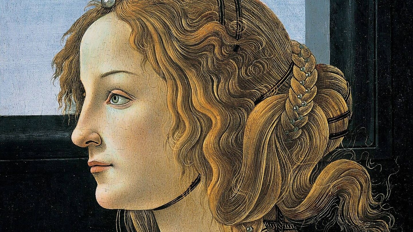 Simonetta Vespucci, por Sandro Botticcelli. Un peinado complicado de emular, sin duda.
