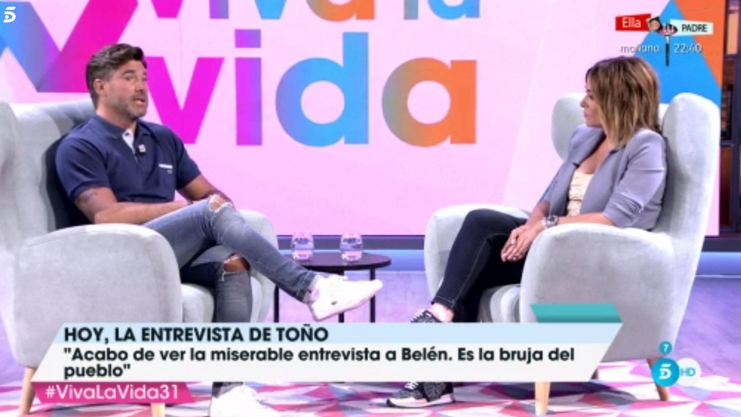 Toño Sanchís con Toñi Moreno en Telecinco.