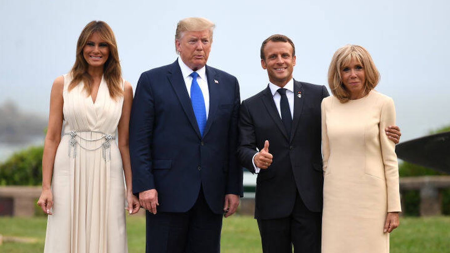 Macron y Brigitte posan junto a Trump y Melania. (Getty)