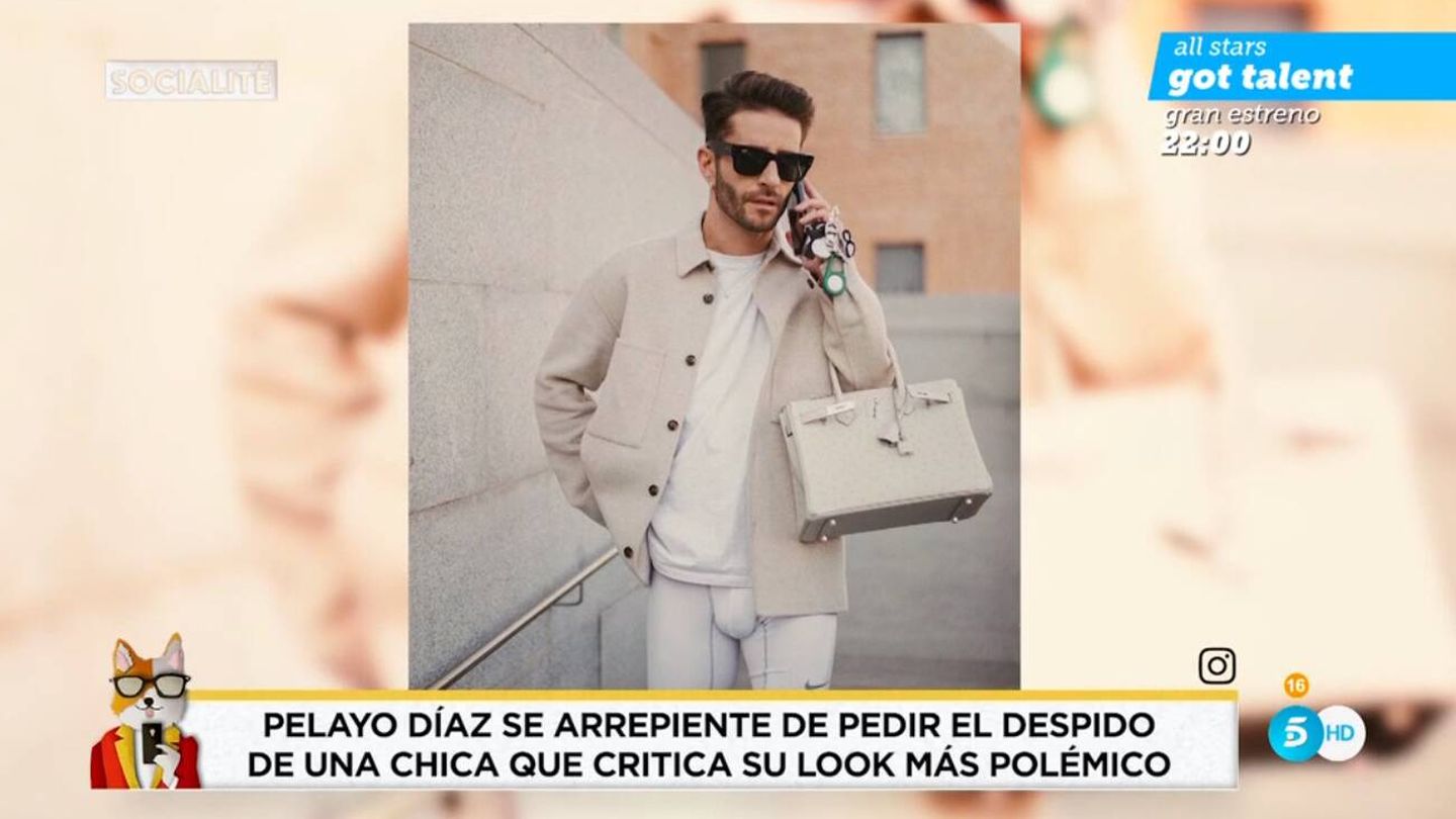 El polémico look de Pelayo Díaz. (Mediaset)