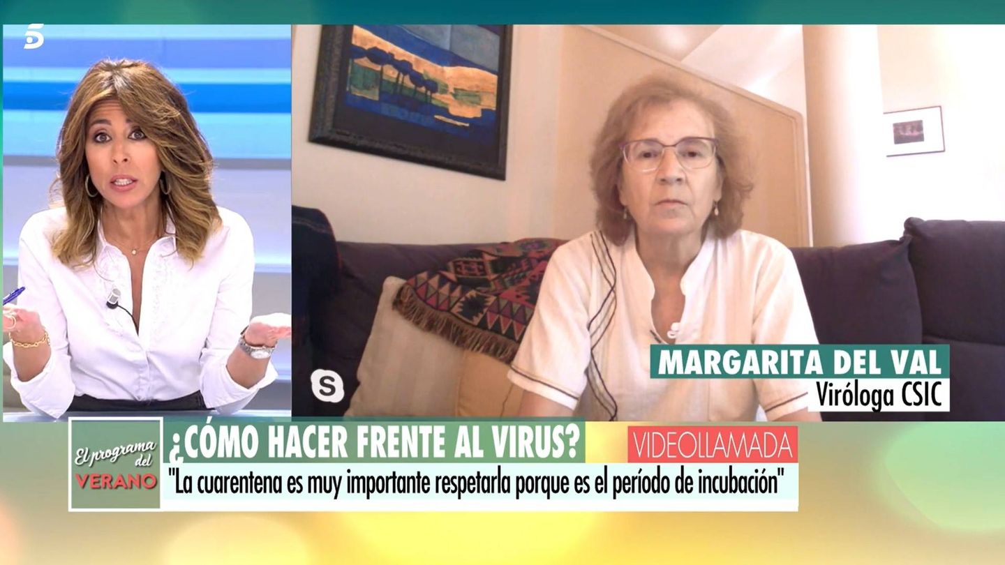 Ana Terradillos, en videollamada con Margarita del Val. (Mediaset)