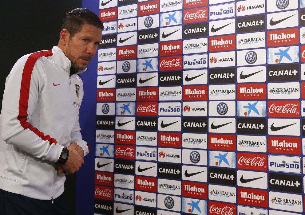 Foto: El Cholo Simeone, en la rueda de prensa previa al partido frente al Barcelona en Copa del Rey.