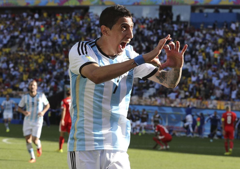 Foto: Di María celebra el gol marcado en el Argentina-Suiza (EFE)