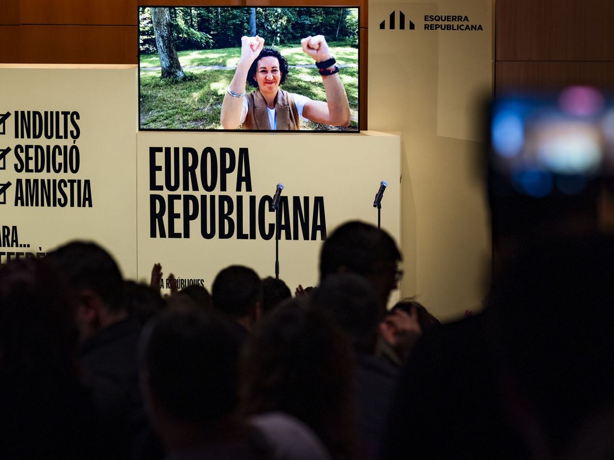 Foto: Marta Rovira participa desde Suiza en un acto electoral. (EFE/Siu Wu)