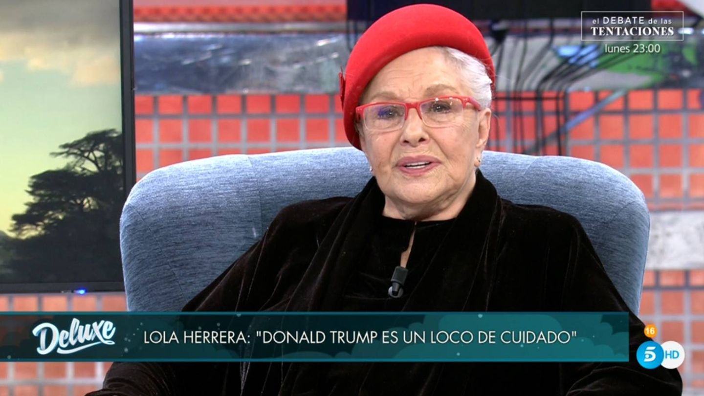 Lola Herrera hablando sobre Trump. (Telecinco).