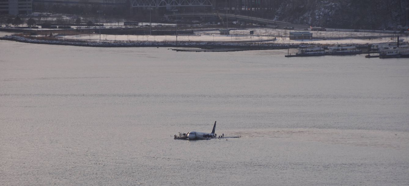 Amerizaje en el río Hudson del vuelo 1549 de US Airways en enero de 2009.