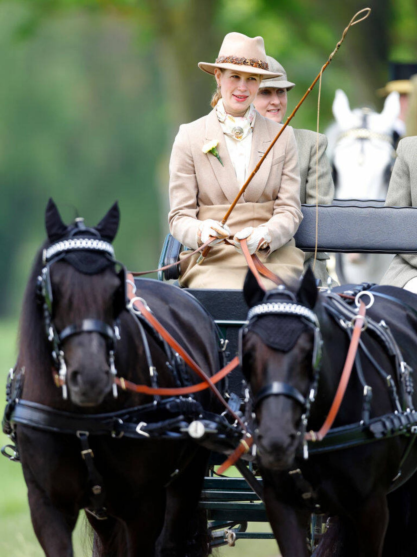 Lady Louise Windsor, dirigiendo un carruaje de caballos. (Getty Images)