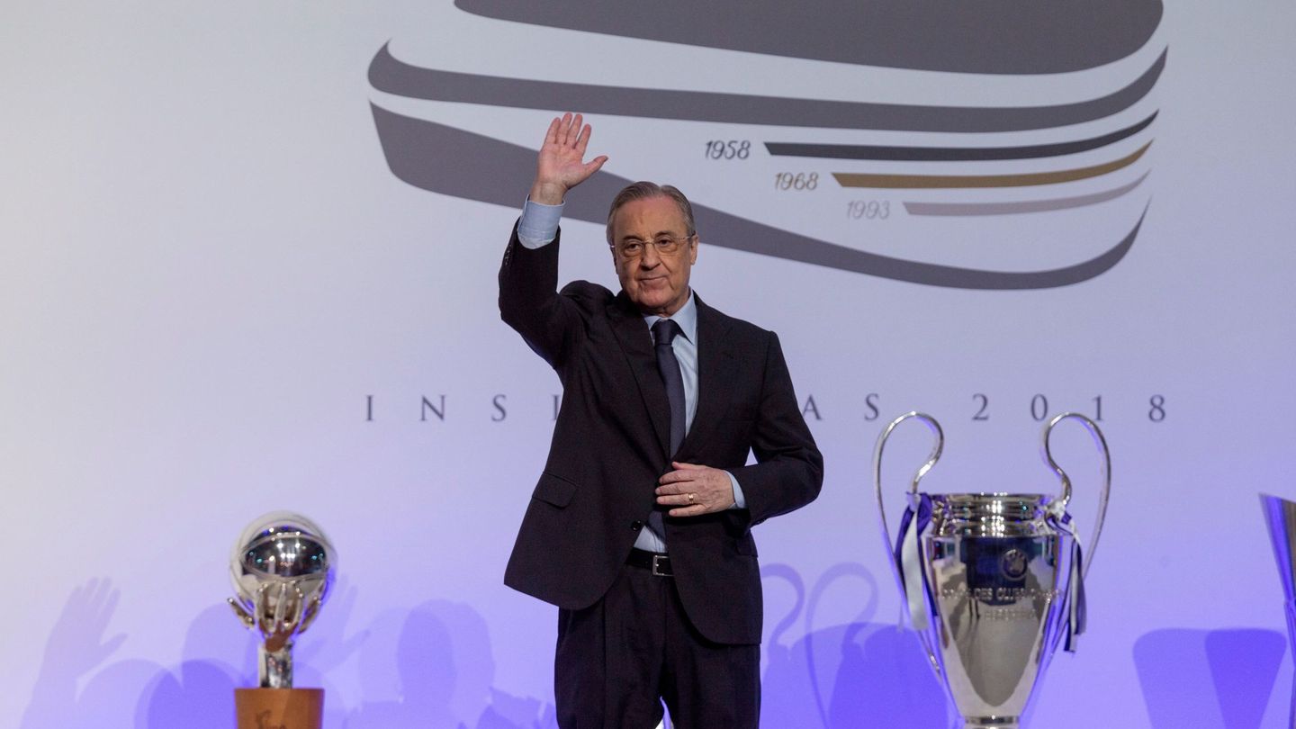 Florentino Pérez, durante un acto de entrega de insignias del club a los socios. (EFE)
