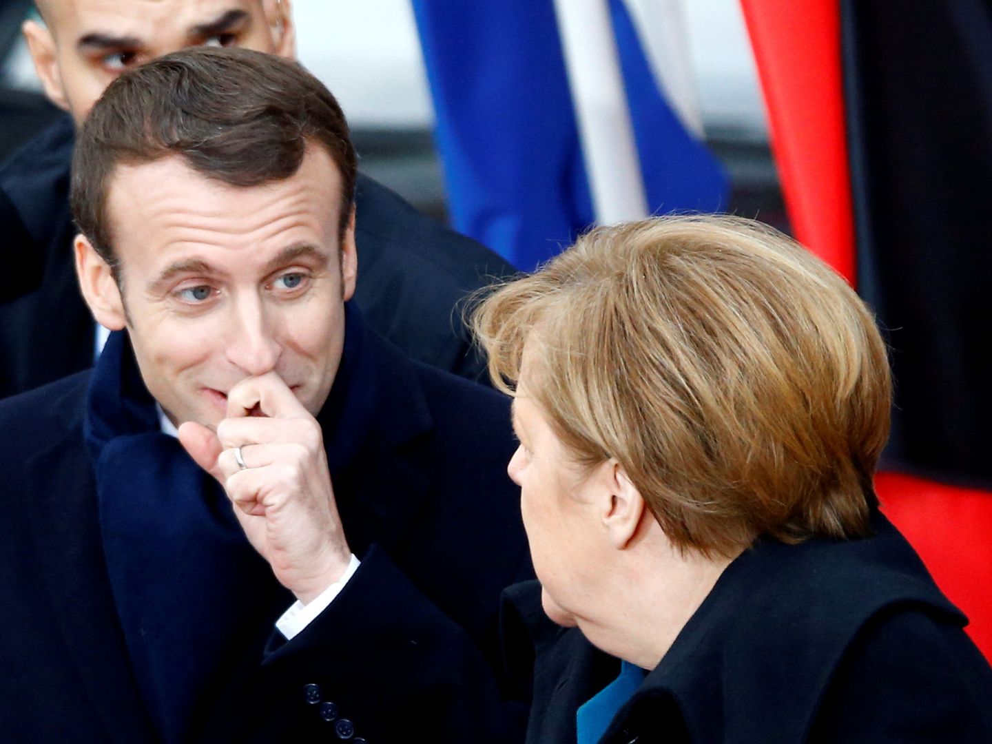 Emmanuel Macron y Angela Merkel durante su encuentro en Aquisgrán. (Reuters)
