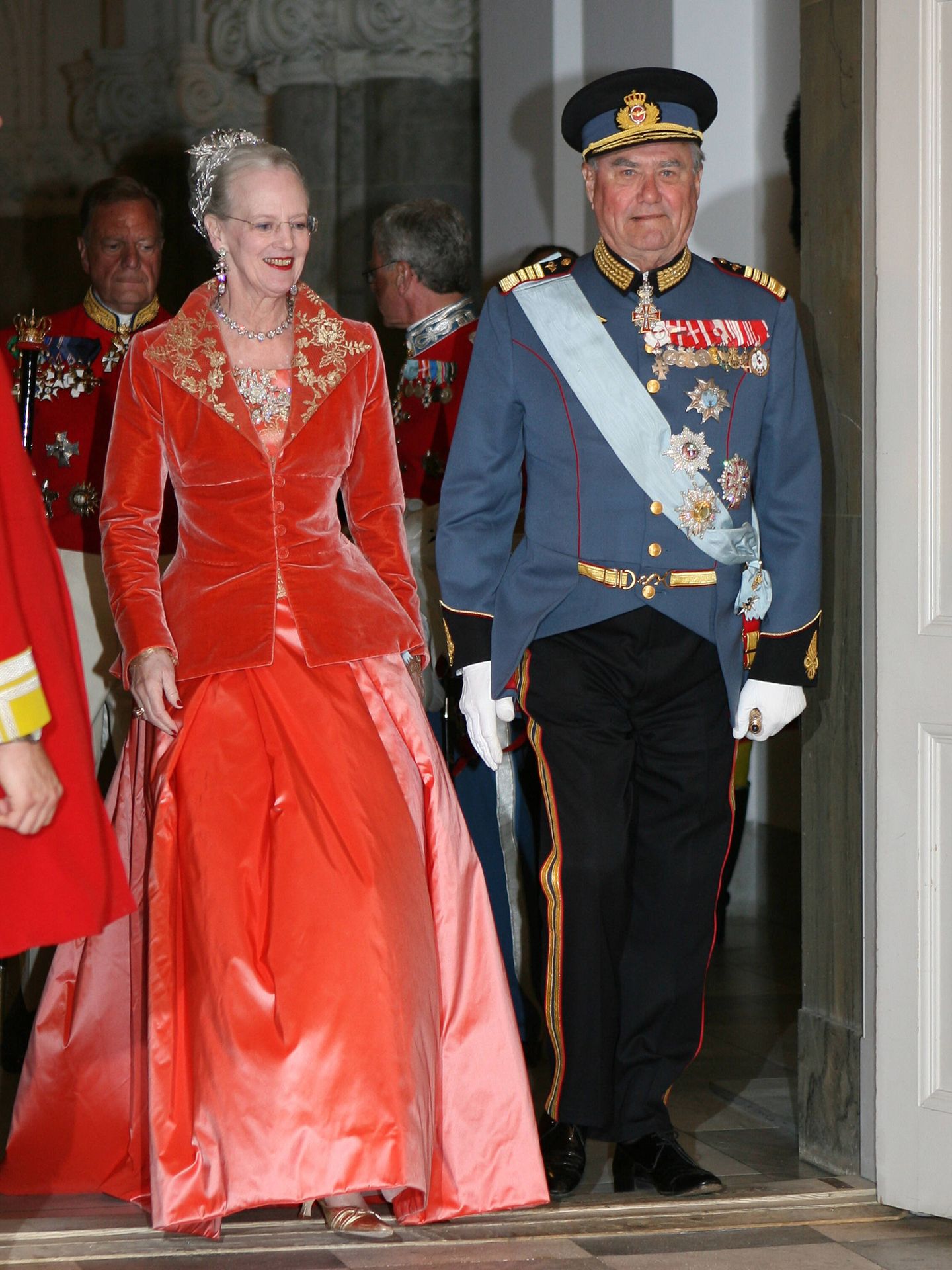 La reina Margarita, junto a su marido en 2007 en el palacio de Christiansborg.(Getty/Niels Henrik Dam)