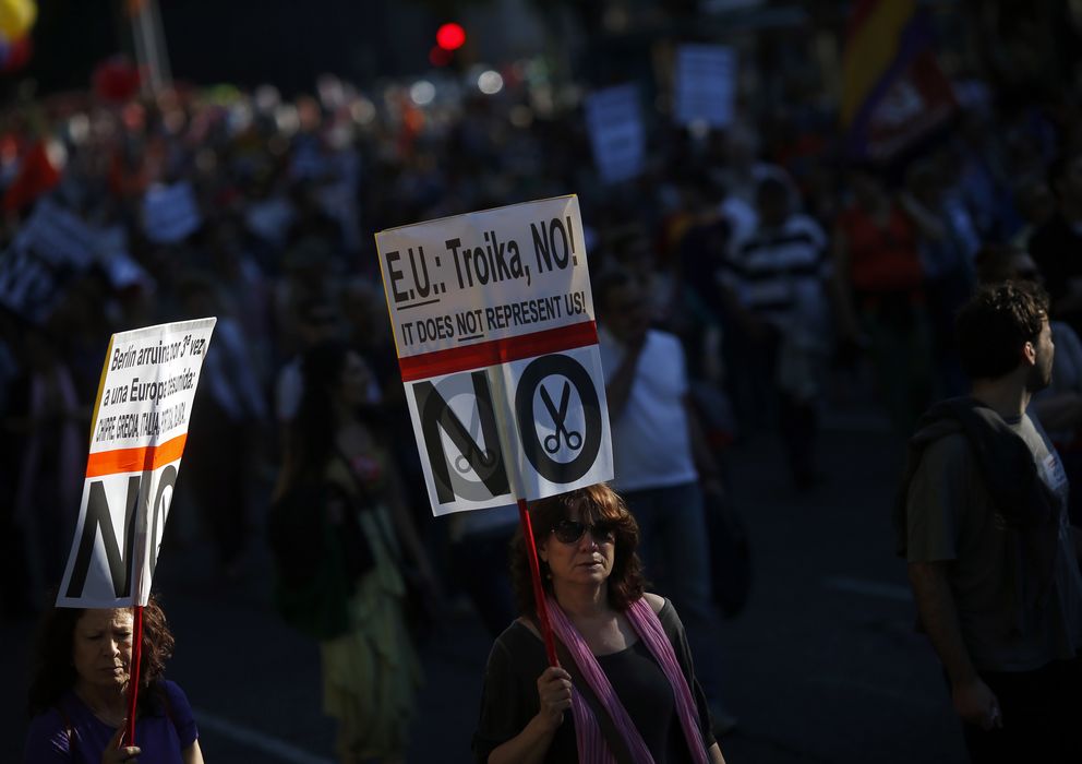 Foto: Protestas en Madrid contra la troika (Reuters).