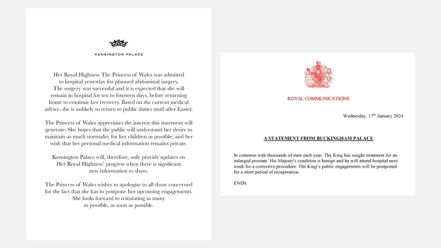 Los comunicados de las operación de Kate y la de Carlos III. 