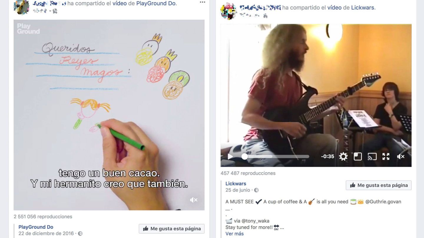 Mi muro de Facebook en España se limita, básicamente, a vídeos compartidos desde 'fanpages'.