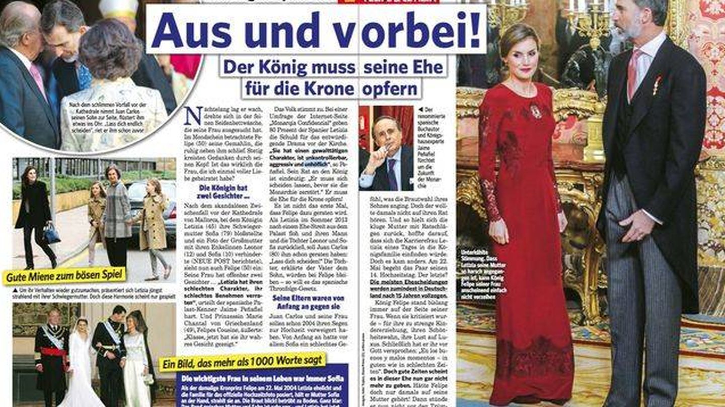 Páginas interiores de 'Neue Post' asegurando el inminente divorcio de Letizia y Felipe.