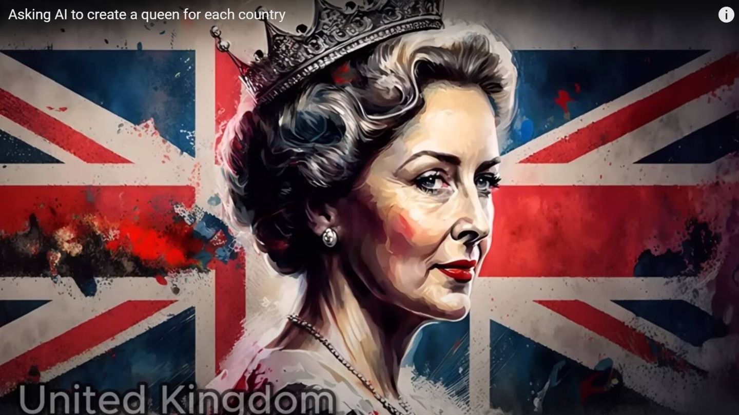 Así sería la reina de Reino Unido según la IA. (YouTube)