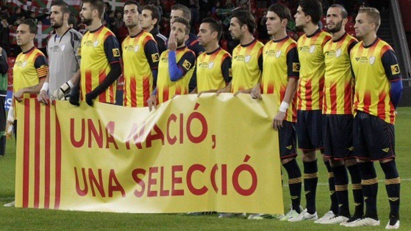 Imagen de un partido de la selección catalana de fútbol.