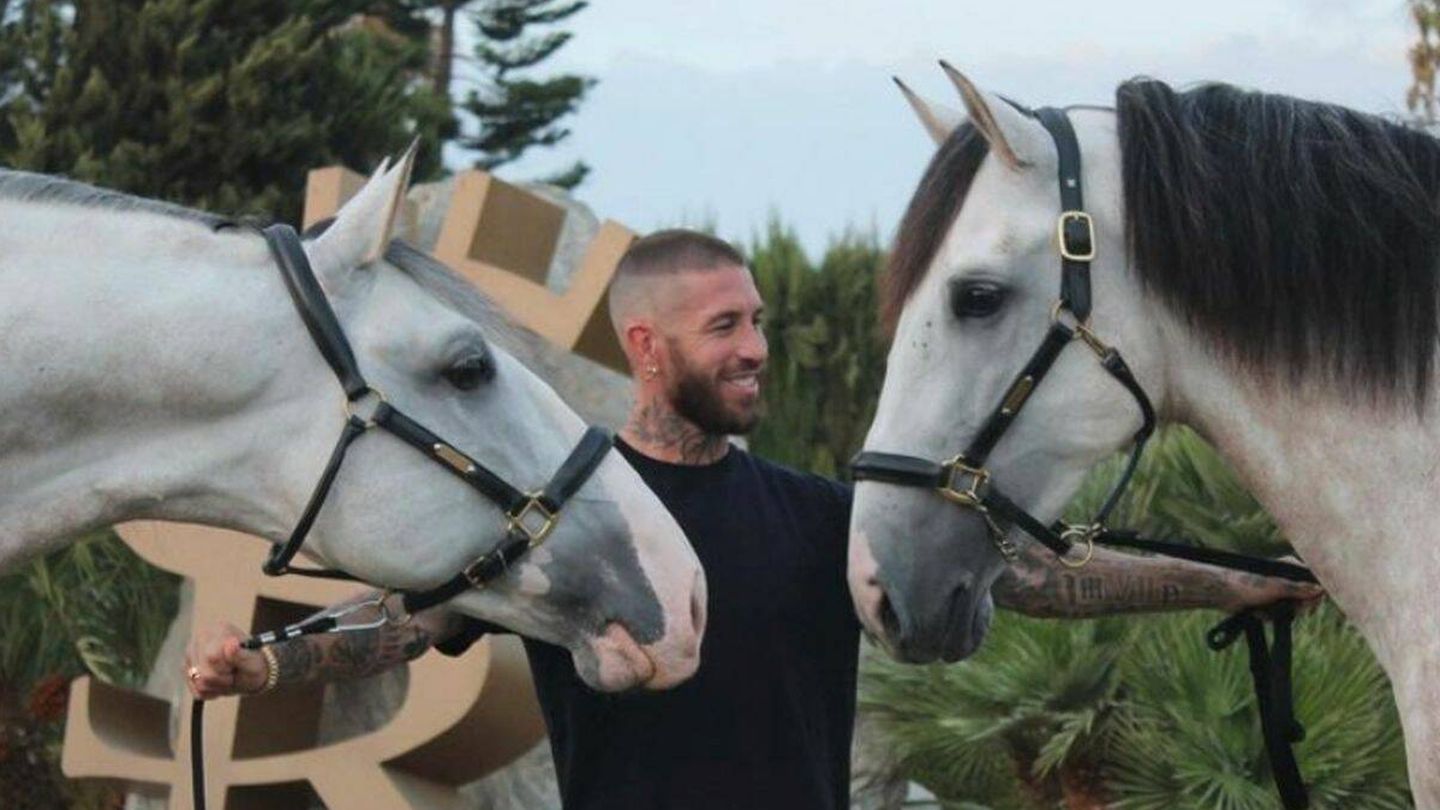 Sergio Ramos, junto a dos de sus caballos. (Yeguada SR4)