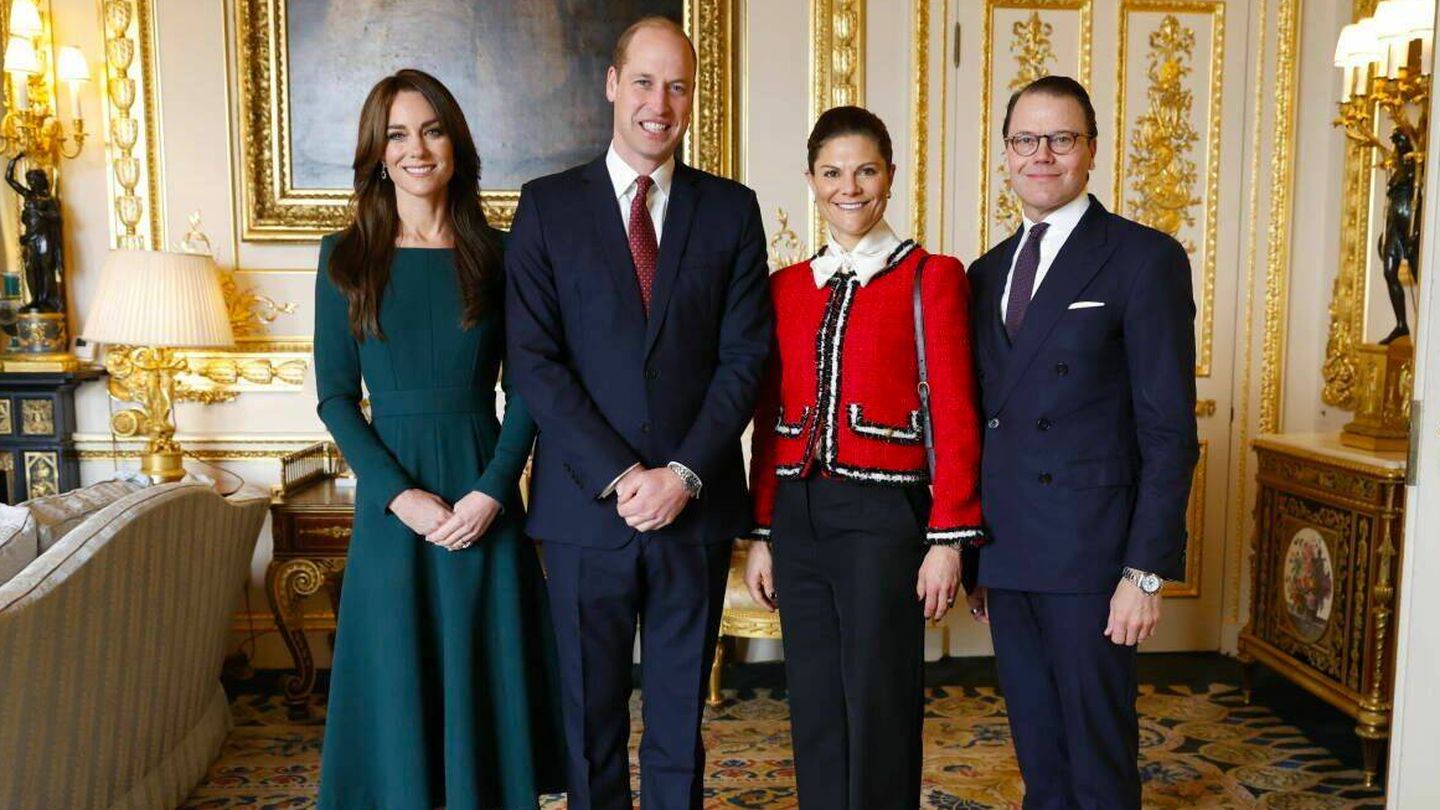 Los príncipes de Gales junto a Victoria y Daniel de Suecia. (Kensington)