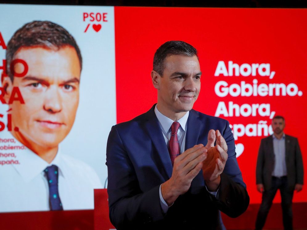 Foto: Pedro Sánchez, este 28 de octubre en la presentación de su lema de campaña, 'Ahora sí', en Madrid. (EFE)