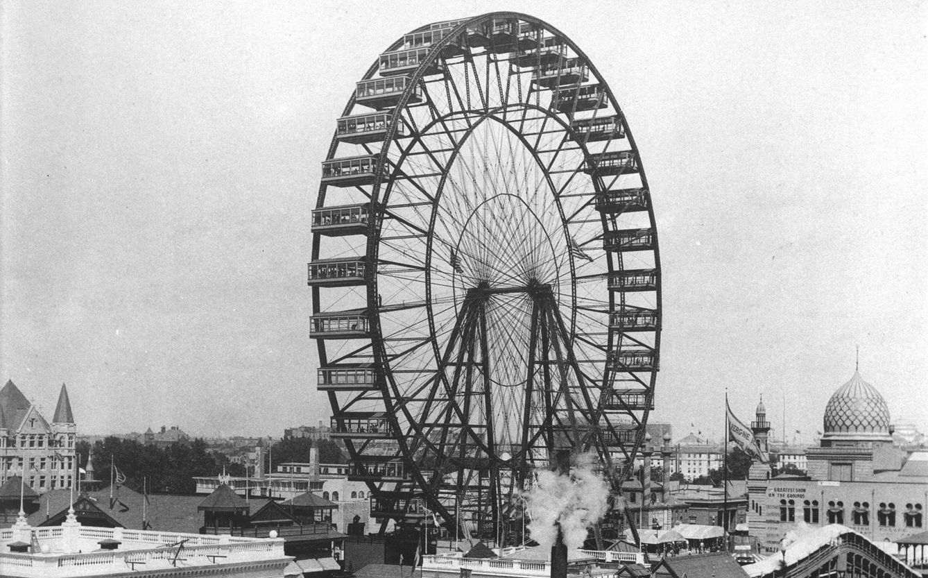 La noria instalada para la Exposición Universal  de Chicago de 1893