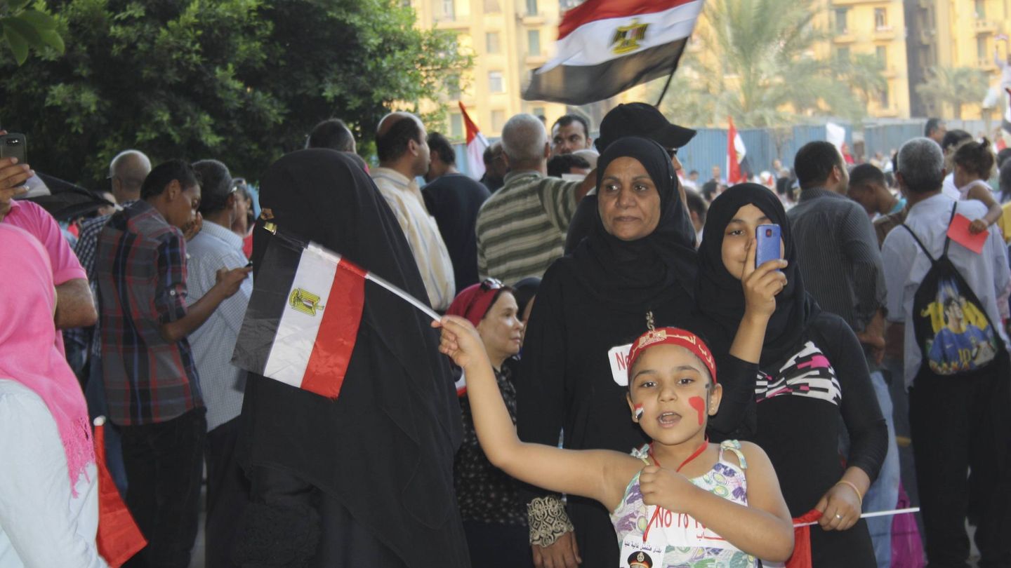 Mujeres en una movilización de El Cairo a favor de Al Sisi. 