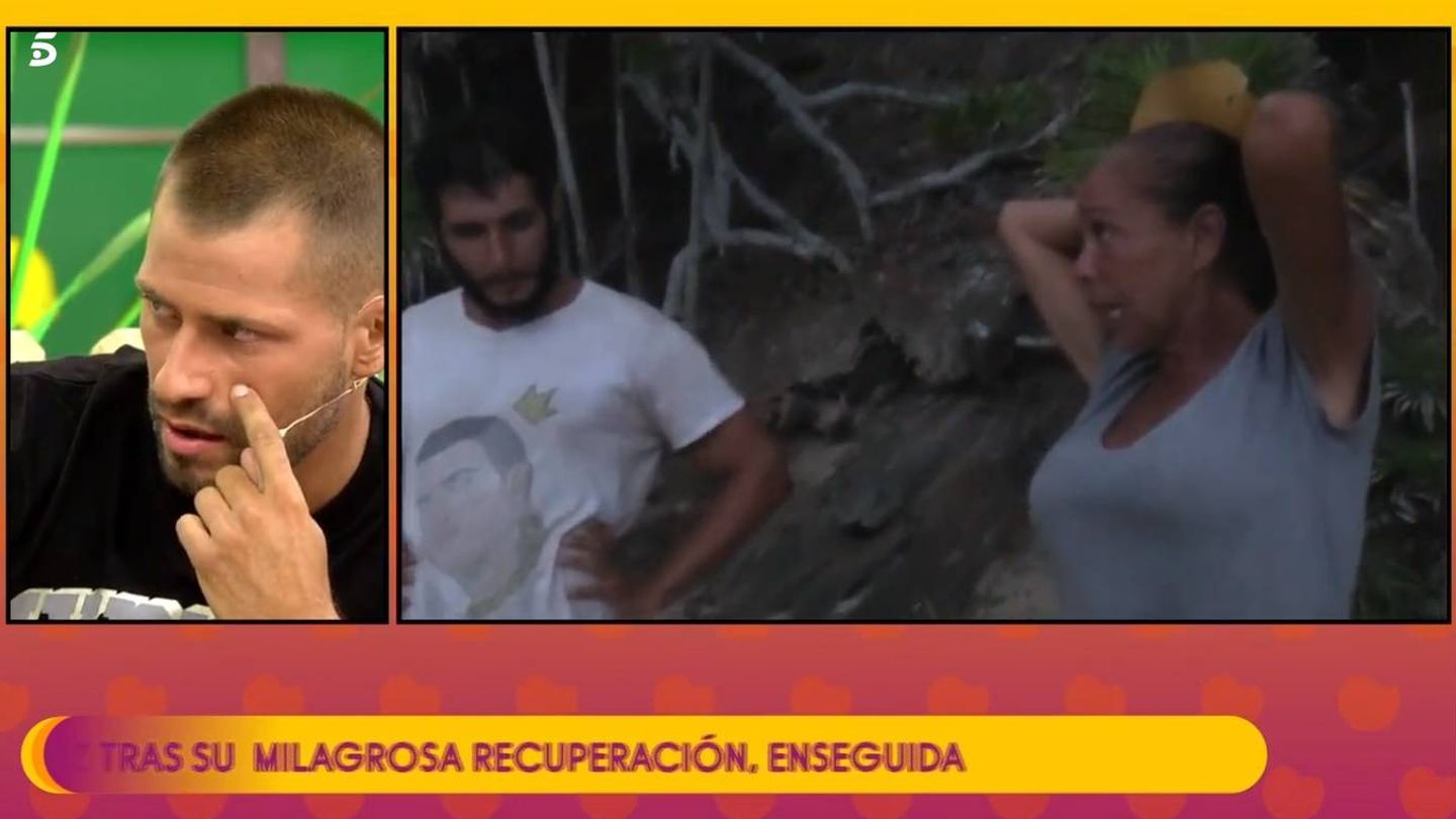Albert contando lo que pasó con la lata de chopped que se comió Isabel Pantoja. (Mediaset España)