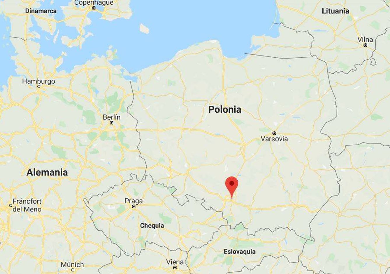 Ubicación de la localidad de Katowice, al sur de Polonia. (Google Maps)