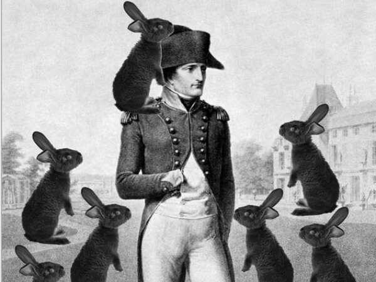 Foto: Recreación de Napoleón con los conejos. (Inciclopedia, libre de derechos)