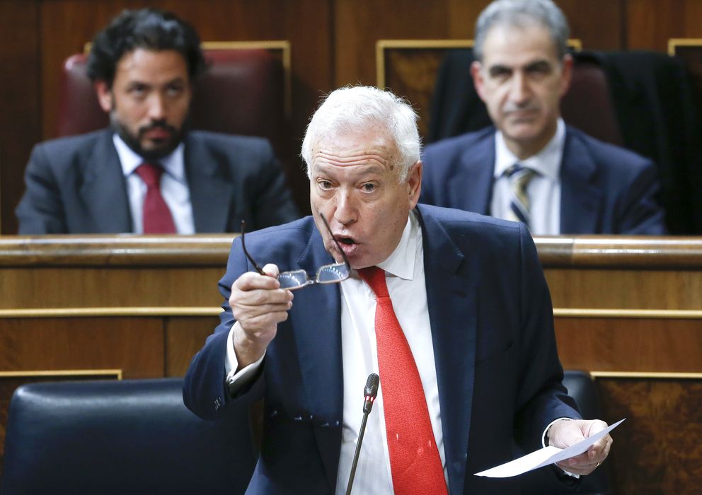 Foto: El ministro de Asuntos Exteriores, José Manuel García-Margallo, durante una de sus intervenciones en el pleno del Congreso. (EFE)