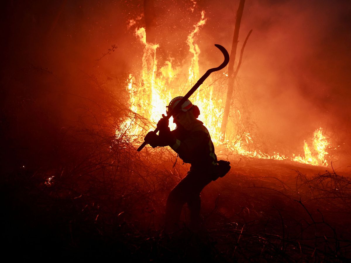 Foto: Un bombero en los incendios de este año en Asturias. (Reuters/V.West)