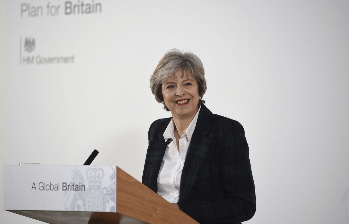 La primera ministra británica, Theresa May, en un discurso sobre el Brexit. (EFE)