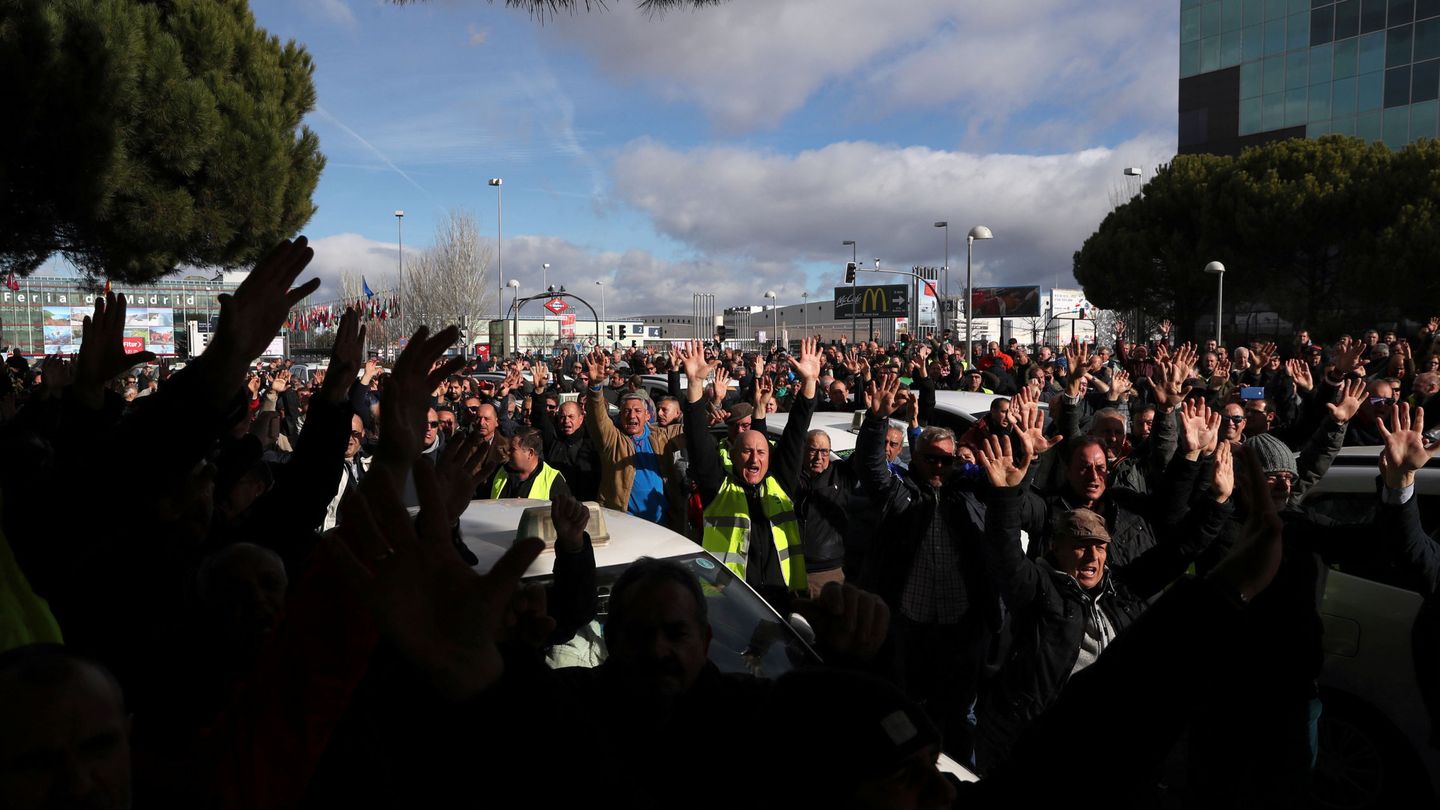 Protestas de los taxistas en Madrid. (Reuters)