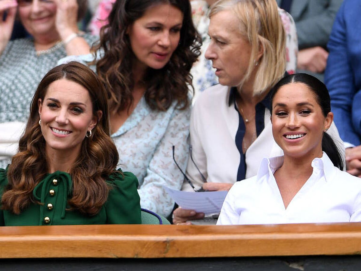Foto: Kate Middleton y Meghan Markle, en Wimbledon. (Getty/Laurence Griffiths)