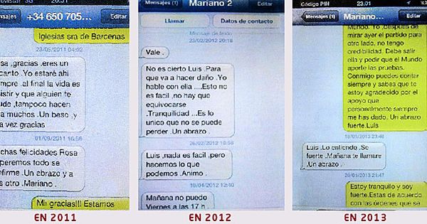 Foto: Intercambio de SMS entre Rajoy y Bárcenas