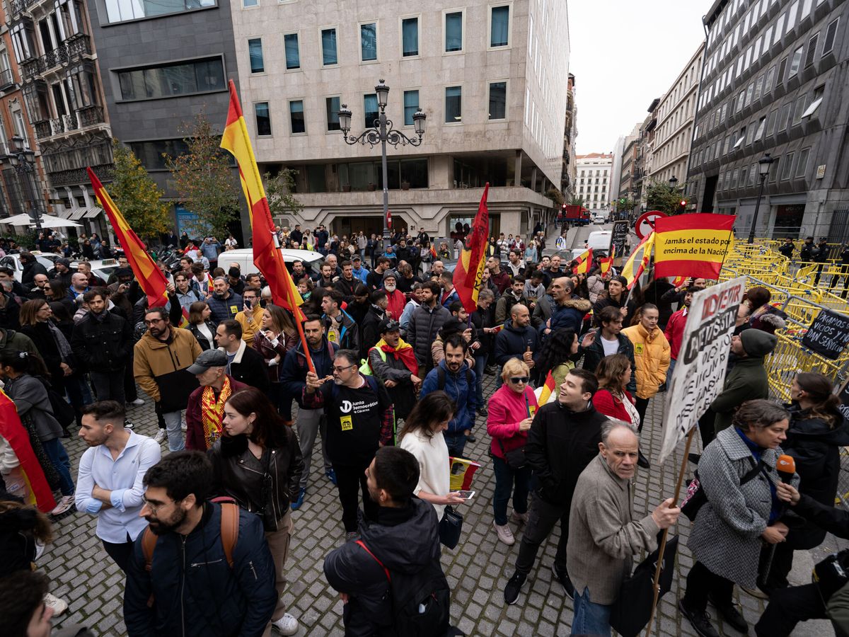 Foto: Protestas frente al Congreso por la investidura de Sánchez. (Europa Press/Diego Radamés)