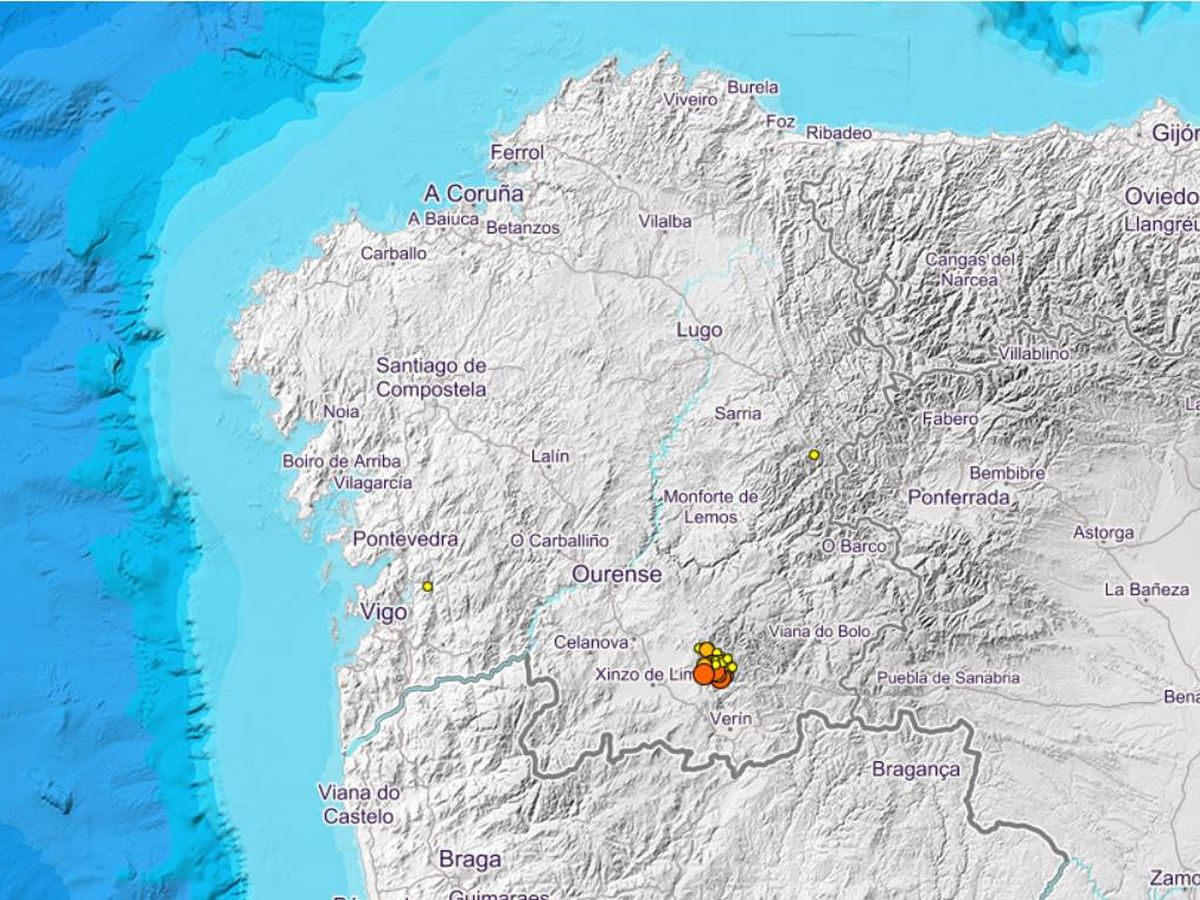 Foto: Terremotos registrados durante la pasada noche en Galicia. (IGN)