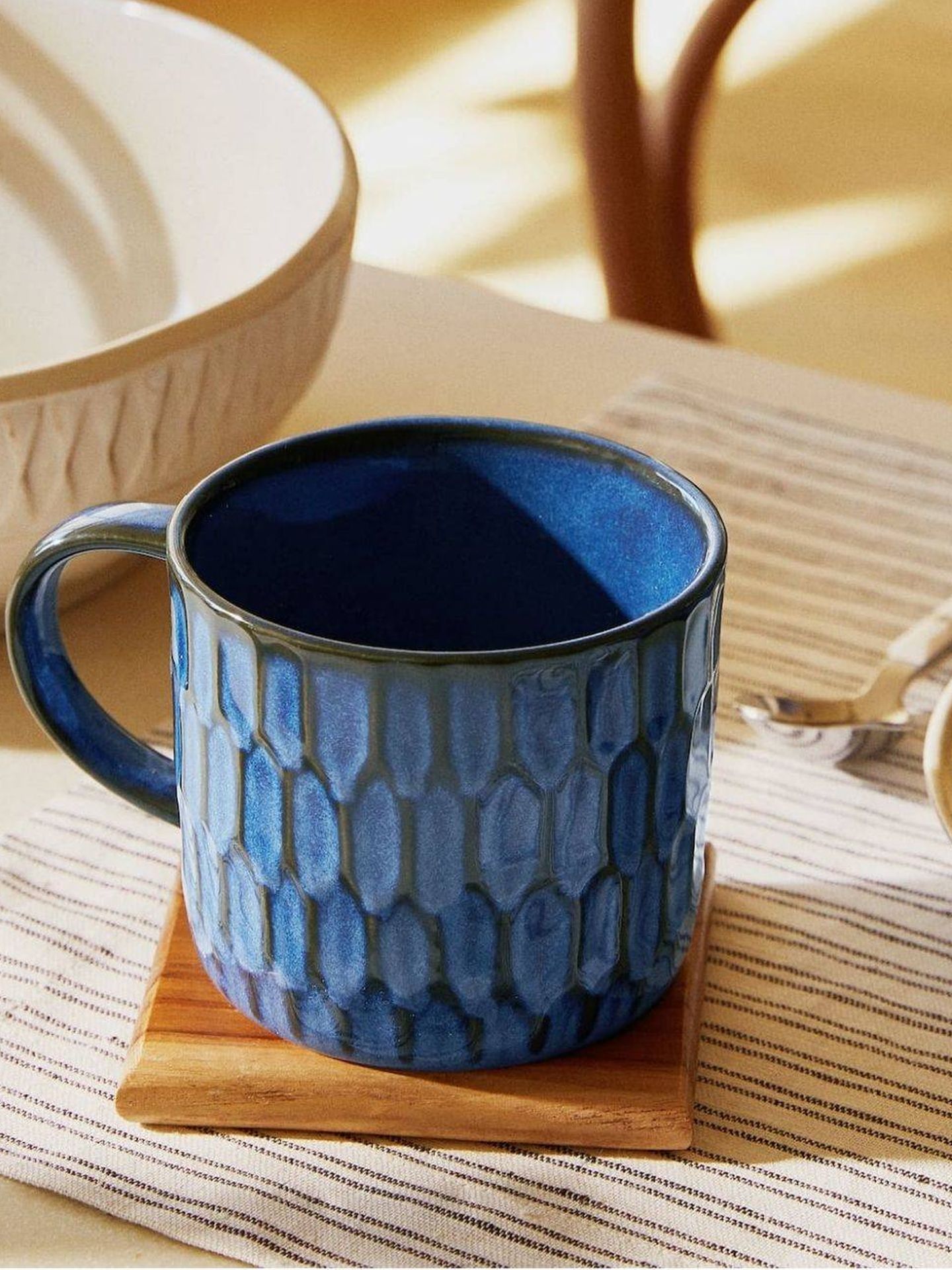 YARDWE Taza esmaltada para beber taza de leche, taza de café, taza de  almacenamiento de café, taza de agua de cocina para el hogar, color azul  claro
