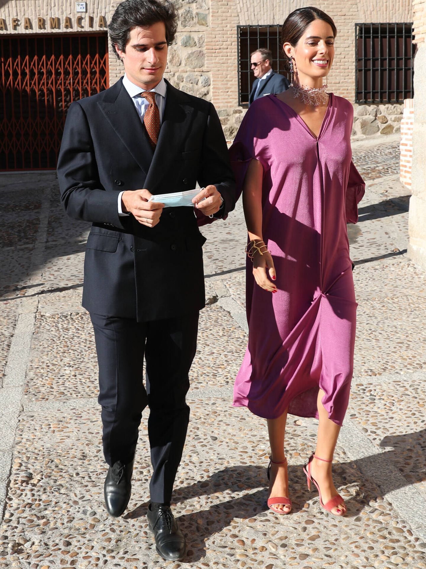 Sofía Palazuelo y Fernando Fitz James, a su llegada a la boda de Jaime Palazuelo. (Gtres)