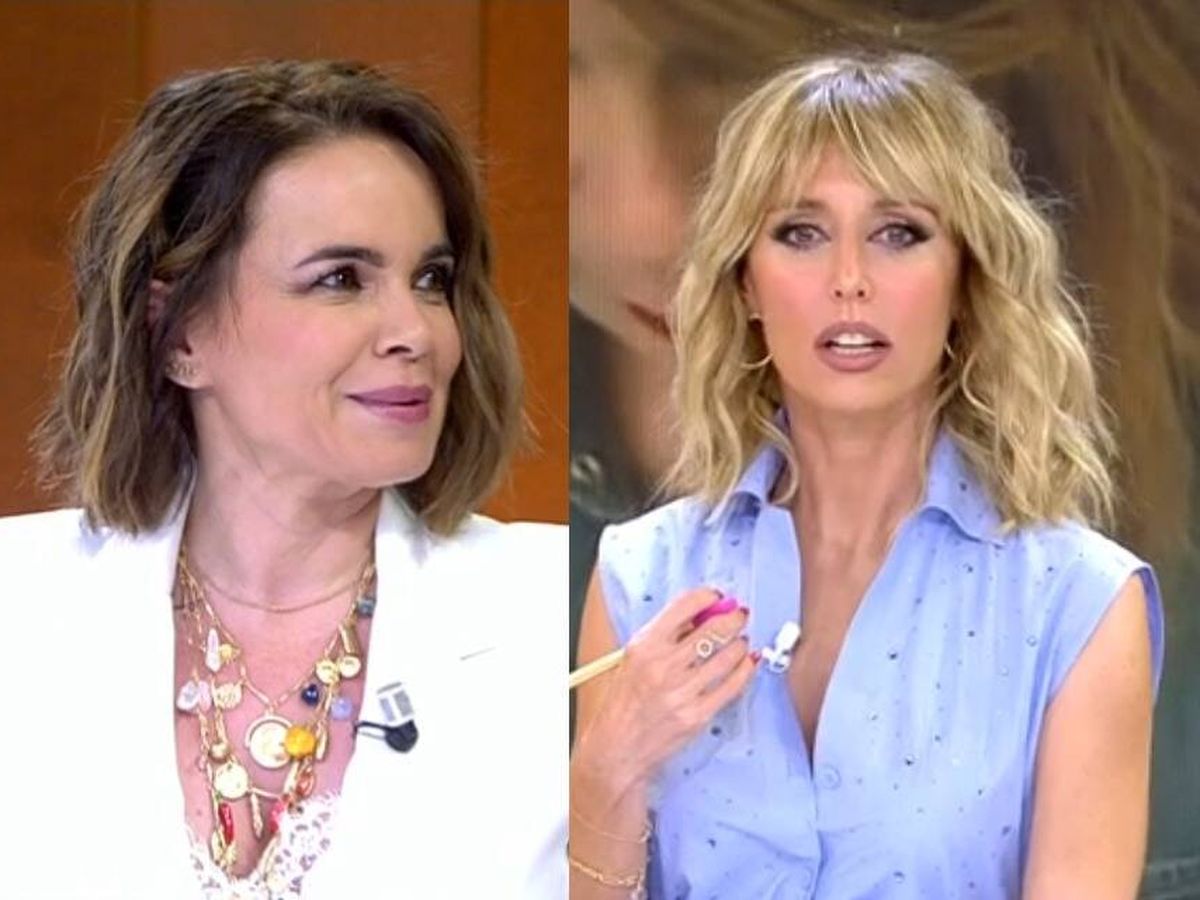 Foto: Las presentadoras Carme Chaparro y Emma García en 'Fiesta'. (Mediaset)
