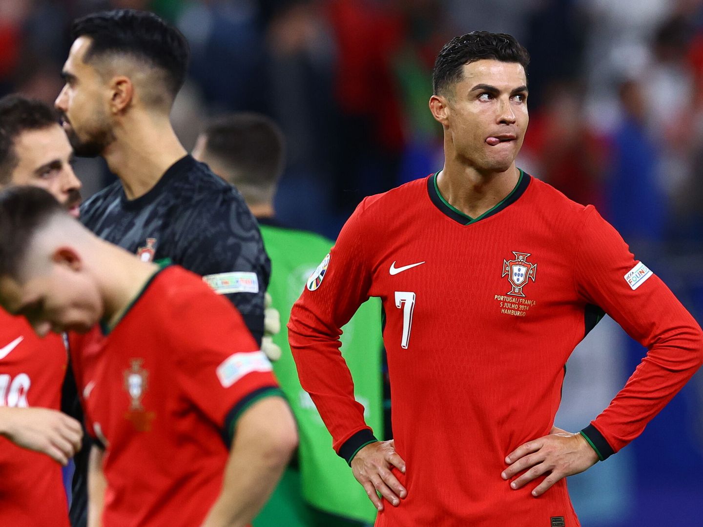 Cristiano Ronaldo tras la eliminación de Portugal en cuartos de final. (EFE/Filip Singer)