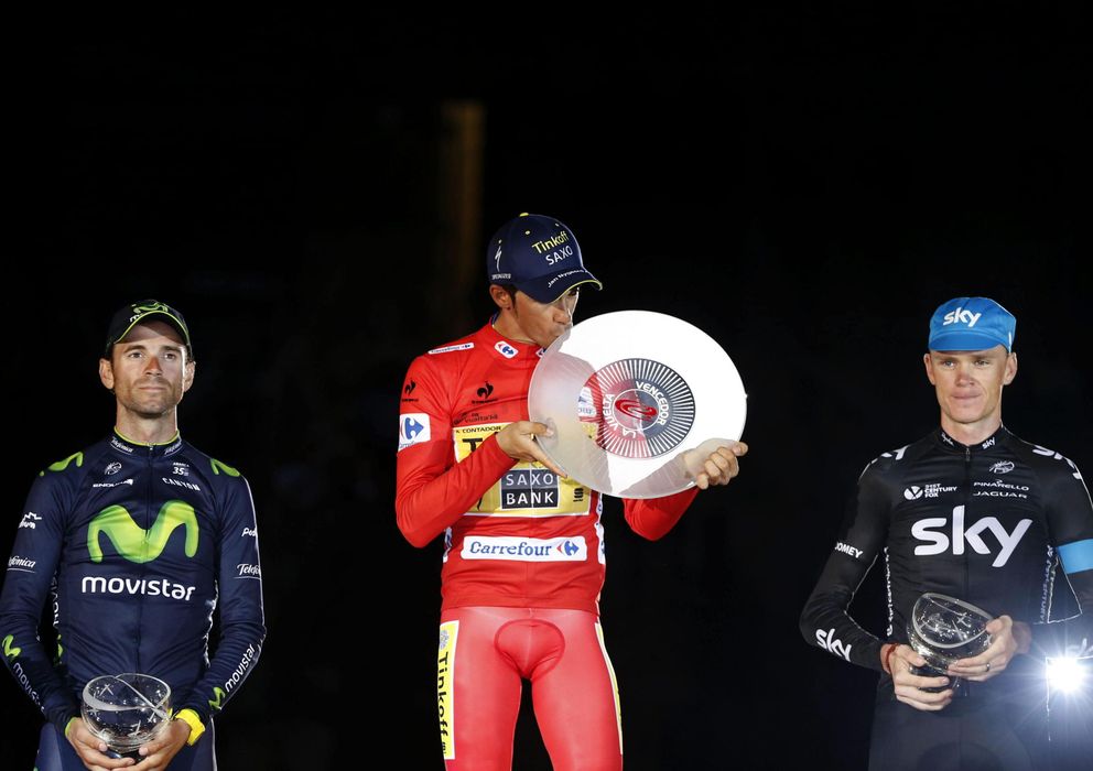 Foto: Alberto Contador celebra su victoria en Santiago. (Efe)