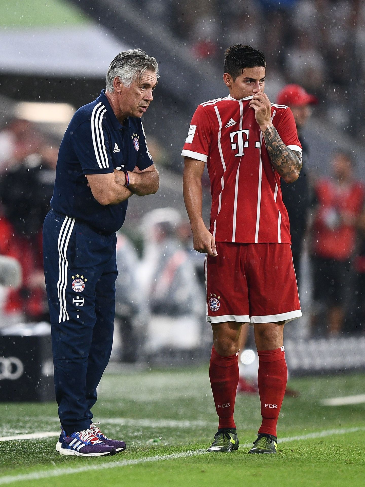 Ancelotti y James, durante su época en el Bayern de Múnich (Reuters)